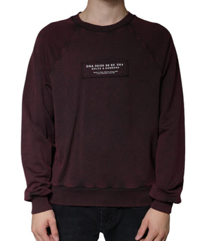 Dolce & Gabbana Maroon Logo Crew Neck Men Sweatshirt Sweater