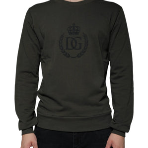 Dolce & Gabbana Army Green DG Crown Crew Neck Pullover Sweater