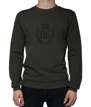 Dolce & Gabbana Army Green DG Crown Crew Neck Pullover Sweater