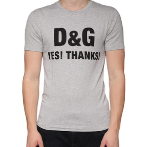 Dolce & Gabbana Gray Logo Print Crewneck Short Sleeve T-shirt