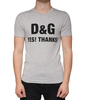 Dolce & Gabbana Gray Logo Print Crewneck Short Sleeve T-shirt