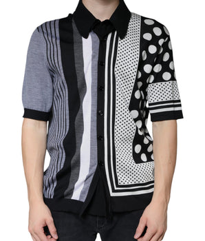 Dolce & Gabbana Black White Polka Dot Collared Polo T-shirt