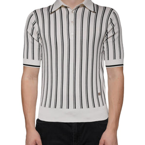 Dolce & Gabbana White Black Stripe Polo Short Sleeve T-shirt