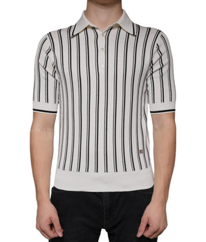 Dolce & Gabbana White Black Stripe Polo Short Sleeve T-shirt