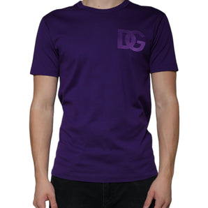 Dolce & Gabbana Purple DG Logo Cotton Crew Neck T-shirt