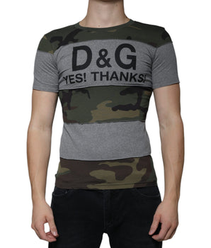 Dolce & Gabbana Multicolor Camouflage Cotton Crew Neck T-shirt