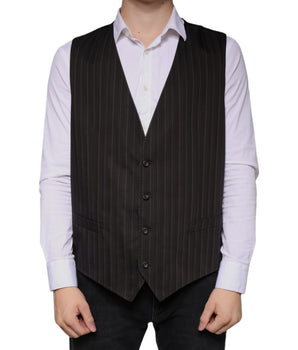 Dolce & Gabbana Black Cotton Waistcoat Dress Formal Vest