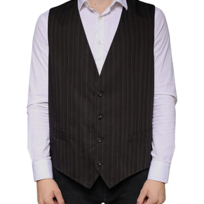 Dolce & Gabbana Black Cotton Waistcoat Dress Formal Vest