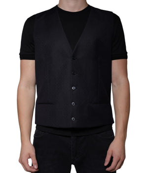 Dolce & Gabbana Black Wool Waistcoat Dress Formal Vest