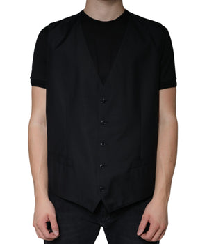 Dolce & Gabbana Black Wool Waistcoat Dress Formal Vest
