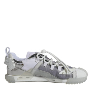 Dolce & Gabbana White Silver Low Top NS1 Sneakers Shoes