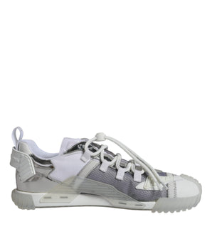 Dolce &amp; Gabbana White Silver Low Top NS1 Sneakers Shoes