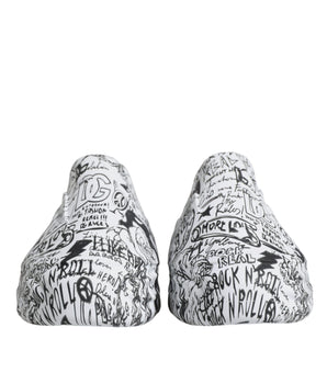 Dolce & Gabbana White Black Graffiti Daymaster Sneakers Shoes