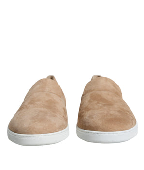 Dolce & Gabbana Beige Suede Caiman Loafers Slippers Shoes