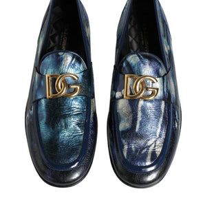 Dolce & Gabbana Blue Tie Dye DG Loafers Formal Shoes