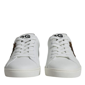 Dolce & Gabbana White Silver Sacred Heart Men Sneakers Shoes