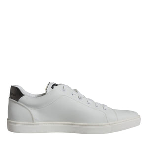 Dolce & Gabbana White Silver Sacred Heart Men Sneakers Shoes