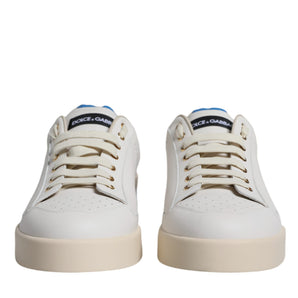 Dolce & Gabbana White Blue Perforated Low Top Sneakers Shoes