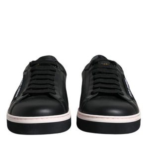 Dolce & Gabbana Black Leather Low Top Men Sneakers Shoes