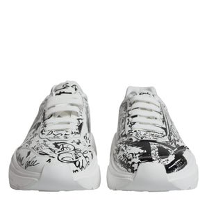 Dolce &amp; Gabbana White Black Graffiti Daymaster Sneakers Shoes