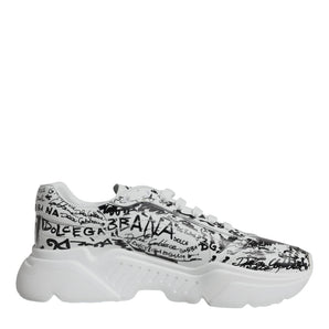 Dolce &amp; Gabbana White Black Graffiti Daymaster Sneakers Shoes