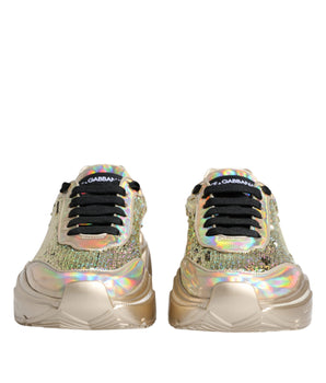 Dolce & Gabbana Gold Sequin Iridiscent Daymaster Sneakers Shoes