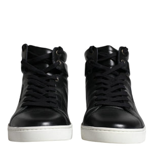 Dolce & Gabbana Black Leather High Top Men Sneakers Shoes