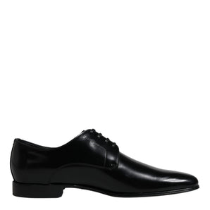 Dolce &amp; Gabbana Black Leather Lace Up Men Derby Formal Shoes