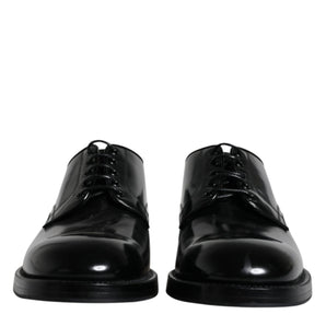 Dolce &amp; Gabbana Black Leather Lace Up Men Derby Formal Shoes