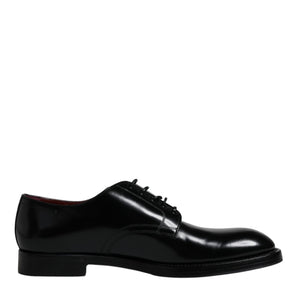 Dolce &amp; Gabbana Black Leather Lace Up Men Derby Formal Shoes