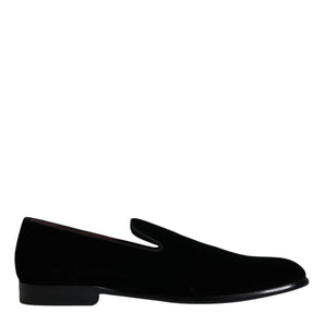 Dolce & Gabbana Black Suede Leather Slippers Loafers Shoes