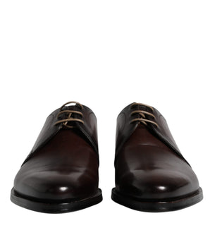 Dolce & Gabbana Black Leather Lace Up Men Derby Formal Shoes