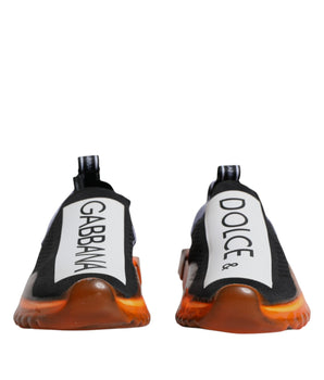 Dolce & Gabbana Black Orange Sorrento Slip On Sneakers Shoes