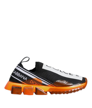 Dolce & Gabbana Black Orange Sorrento Slip On Sneakers Shoes