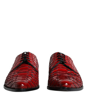 Dolce & Gabbana Red Textured Varnished Derby Men Formal Shoes