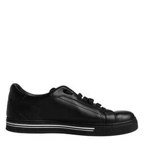 Dolce & Gabbana Black Leather Low Top Sneakers Shoes