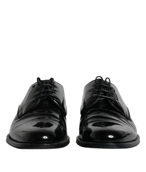Dolce & Gabbana Black Leather Lace Up Men Derby Formal Shoes