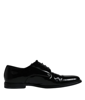 Dolce & Gabbana Black Leather Lace Up Men Derby Formal Shoes