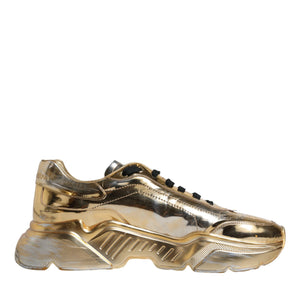 Dolce & Gabbana Gold Leather Daymaster Low Top Sneakers Shoes