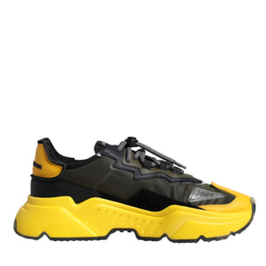 Dolce & Gabbana Black Yellow Leather Daymaster Sneakers Shoes