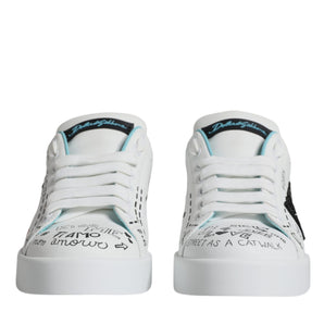 Dolce & Gabbana White Portofino Leather Low Top Sneaker Shoes