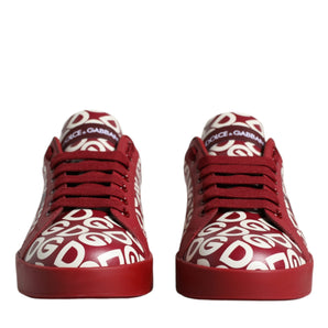 Dolce & Gabbana White Red Leather DG Mania Sneakers Shoes