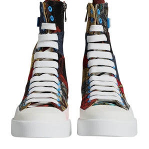 Dolce & Gabbana Multicolor Patchwork High Top Sneakers Shoes