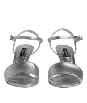 Dolce &amp; Gabbana Plata KEIRA Tacones Sandalias con correa al tobillo Zapatos