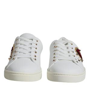 Dolce & Gabbana White Portofino Sacred Heart Sneakers Shoes