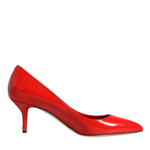 Dolce & Gabbana Red Patent Leather Kitten Heels Pumps Shoes