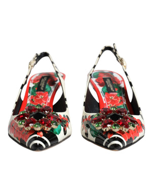 Dolce &amp; Gabbana Zapatos con tacón de cristal y cuero multicolor