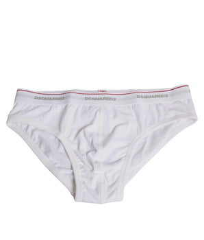 Dsquared² Ropa interior panty de cintura media de algodón elástico blanco para mujer