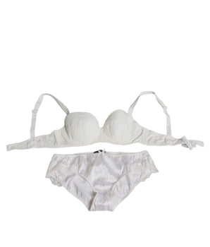 Dolce &amp; Gabbana Ropa interior con sujetador balconette panty elástico de seda blanca