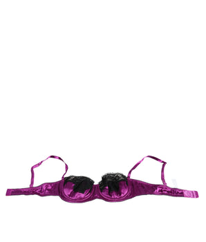 Dolce &amp; Gabbana Ropa interior con sujetador balconette de seda morado con aros